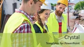  Presentation with female garment workers - Audience pleasing PPT layouts consisting of young and confident female architect backdrop and a yellow colored foreground