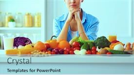  Presentation with cute vegetables - Beautiful PPT layouts featuring young-and-cute-woman-sitting backdrop and a light blue colored foreground