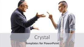  Presentation with conflict 3d - PPT layouts with young-and-elderly-man-having background and a light gray colored foreground