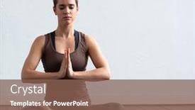  Presentation with exercise class - Presentation theme enhanced with young-and-fit-woman-practicing background and a violet colored foreground