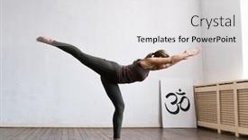  Presentation with exercise class - Cool new presentation with young-and-fit-woman-practicing backdrop and a white colored foreground