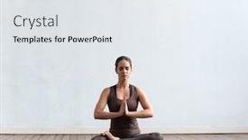  Presentation with exercise class - Audience pleasing PPT theme consisting of young-and-fit-woman-practicing backdrop and a white colored foreground