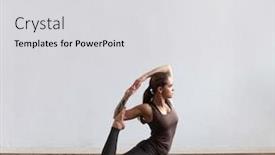  Presentation with exercise class - Presentation design consisting of young-and-fit-woman-practicing background and a light gray colored foreground