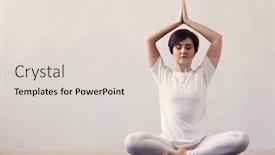  Presentation with exercise class - Amazing presentation theme having young-and-fit-woman-practicing backdrop and a lemonade colored foreground