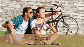  Presentation with love romance - Amazing PPT theme having young and happy couple chilling in park love relationship romance concept backdrop and a coral colored foreground