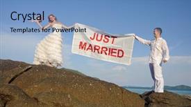  Presentation with wedding couple wishes - Beautiful slides featuring young and happy wedding couple backdrop and a  colored foreground