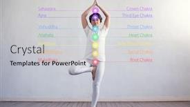  Presentation with chakra - Slide set with young-and-healthy-woman-meditating background and a light gray colored foreground