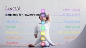  Presentation with chakra - Beautiful presentation design featuring young-and-healthy-woman-meditating backdrop and a light gray colored foreground