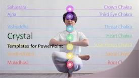  Presentation with chakra - Audience pleasing presentation theme consisting of young-and-healthy-woman-meditating backdrop and a light gray colored foreground