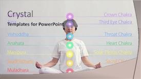  Presentation with chakra - Amazing presentation theme having young-and-healthy-woman-meditating backdrop and a light gray colored foreground