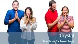  Presentation with confident love - Amazing PPT layouts having young and mature couple backdrop and a ocean colored foreground