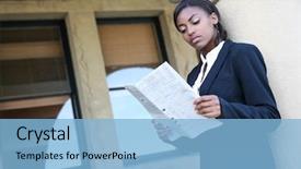  Presentation with african american college students - Slides enhanced with young and pretty african american background and a light blue colored foreground