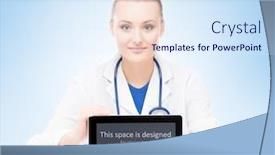  Presentation with professional - PPT layouts enhanced with young-and-professional-medical-doctor background and a sky blue colored foreground