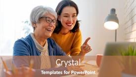  Presentation with helping women - Amazing theme having young-and-senior-women backdrop and a coral colored foreground