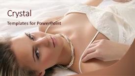  Presentation with sexy - Cool new presentation with young and sexy blond laying over white blanket backdrop and a lemonade colored foreground