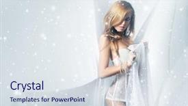  Presentation with white snow - Slides featuring young and sexy woman background and a sky blue colored foreground