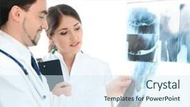  Presentation with global team workers - Cool new presentation with young and smart medical workers backdrop and a  colored foreground