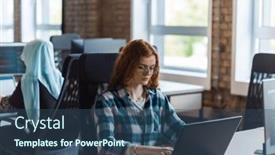  Presentation with orange - Slide deck having young-and-successful-businesswoman and a ocean colored foreground