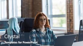  Presentation with orange - PPT theme enhanced with young-and-successful-businesswoman and a ocean colored foreground