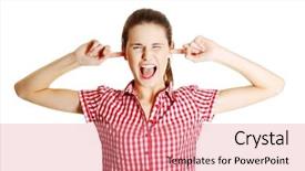  Presentation with angry teen - Amazing slide deck having young angry female caucasian teen backdrop and a coral colored foreground