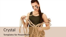  Presentation with woman tied rope sexual - Presentation theme enhanced with young angry soldier woman tugging background and a  colored foreground