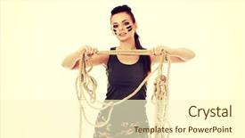  Presentation with angry - Slides featuring young angry soldier woman tugging background and a  colored foreground