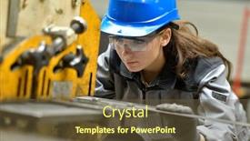  Presentation with apprentice - Colorful PPT layouts enhanced with young-apprentice-using-steelworks-machine backdrop and a tawny brown colored foreground