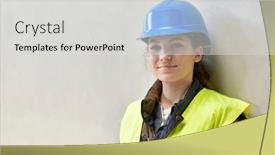  Presentation with iot security - PPT theme enhanced with young-apprentice-with-security-helmet background and a light gray colored foreground