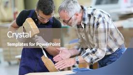  Presentation with piece of the pie - Presentation featuring young apprentice with teacher working background and a coral colored foreground