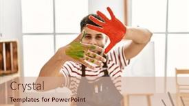  Presentation with art - Slide deck enhanced with young-arab-artist-man-smiling background and a coral colored foreground