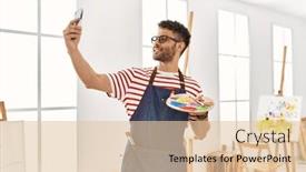  Presentation with art - Presentation featuring young-arab-artist-man-smiling background and a lemonade colored foreground