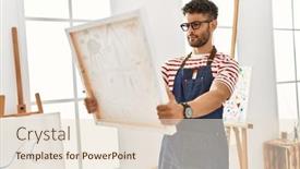  Presentation with art - Slides with young-arab-artist-man background and a lemonade colored foreground