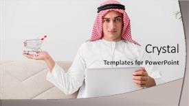  Presentation with arab - Theme featuring young arab businessman in business background and a light gray colored foreground