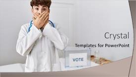  Presentation with political - Slides with young-arab-doctor-man background and a light gray colored foreground