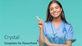  Presentation with hand surgeon - Audience pleasing theme consisting of young arab doctor surgeon woman over isolated background with a big smile on face pointing with hand and finger to the side looking at the camera backdrop and a seafoam green colored foreground