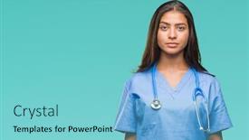  Presentation with doctor helps to get out of bed an elderly woman - Cool new slides with young arab doctor surgeon woman over isolated background with serious expression on face simple and natural looking at the camera backdrop and a seafoam green colored foreground