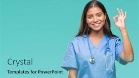  Presentation with hand surgeon - PPT layouts having young arab doctor surgeon woman over isolated background smiling positive doing ok sign with hand and fingers successful expression background and a seafoam green colored foreground