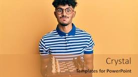  Presentation with chess board - Slide deck consisting of young-arab-handsome-man-holding background and a gold colored foreground