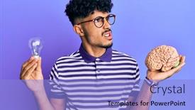  Presentation with inspiration - Beautiful theme featuring young-arab-handsome-man-holding backdrop and a light blue colored foreground