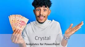  Presentation with achievement - PPT theme with young-arab-handsome-man-holding background and a light gray colored foreground