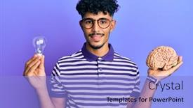  Presentation with arab - Slide deck featuring young-arab-handsome-man-holding background and a light blue colored foreground