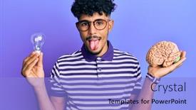  Presentation with inspiration - Colorful PPT theme enhanced with young-arab-handsome-man-holding backdrop and a light blue colored foreground