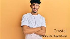  Presentation with arab - Cool new PPT theme with young-arab-handsome-man-wearing backdrop and a yellow colored foreground