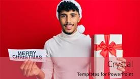  Presentation with merry christmas - Audience pleasing slide set consisting of young-arab-handsome-man-wearing backdrop and a coral colored foreground