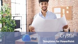  Presentation with architect - PPT layouts consisting of young-arab-man-architect-reading background and a  colored foreground