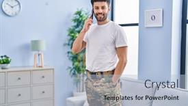  Presentation with army - Presentation having young-arab-man-army-soldier background and a light blue colored foreground