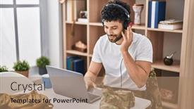  Presentation with army - Presentation featuring young-arab-man-army-soldier background and a coral colored foreground