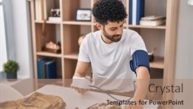  Presentation with army - Presentation design having young-arab-man-army-soldier and a coral colored foreground