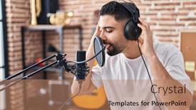  Presentation with arab music - Slide set enhanced with young-arab-man-artist-singing background and a coral colored foreground