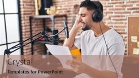  Presentation with arab music - Presentation theme enhanced with young-arab-man-artist-singing background and a coral colored foreground